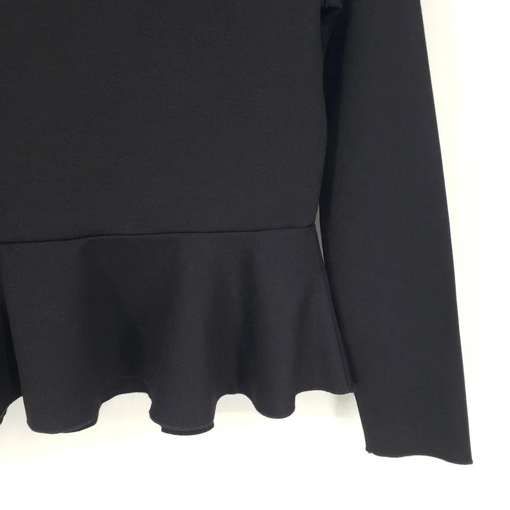 JASON WU Black Long Sleeve Peplum Top Women's Size S Flounce Hem NEW NWT - Picture 8 of 11
